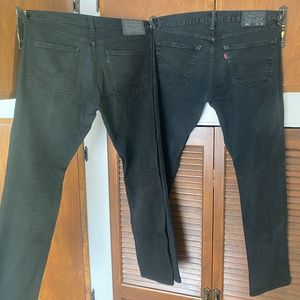 BUNDLE of 2X Levi's 511Black Slim Straight Jeans
